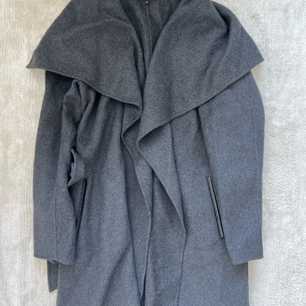 Mackage Charcoal Wool Trench Wrap Coat